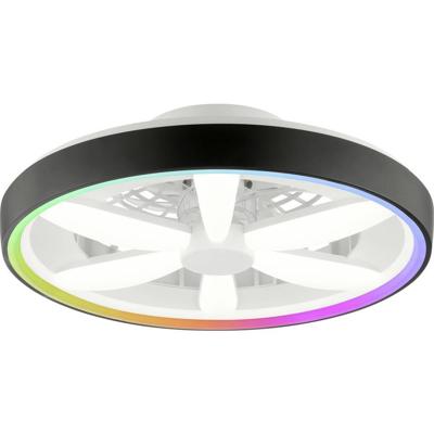 Brilliant Zwarte plafondventilatorGaiano met RGB lamp - G80935/06