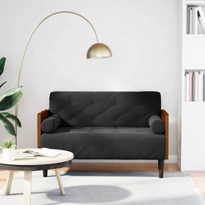 Loveseat bank met bolsters zwart 110 cm fluweel