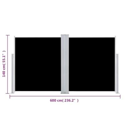 VidaXL Windscherm uittrekbaar 140x600 cm zwart