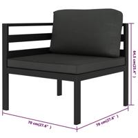 5-delige Loungeset met kussens aluminium antracietkleurig - thumbnail
