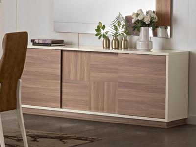 Dressoir EVEREST 3 deuren hoogglans ivoor/walnoot Dressoir EVEREST 3 deuren hoogglans ivoor/walnoot