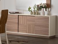 Dressoir EVEREST 3 deuren hoogglans ivoor/walnoot - thumbnail