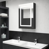 Badkamerkast met spiegel LED 50x13x70 cm glanzend zwart - thumbnail