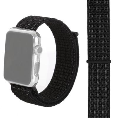 Eenvoudige mode nylon horlogebandje voor Apple Watch serie 5 & 4 44mm/3 & 2 & 1 42mm met Magic stick (Nightfall Black)