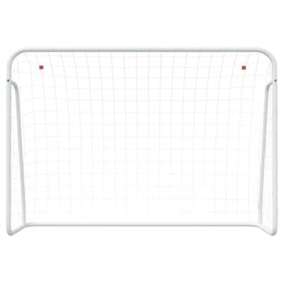 Voetbaldoel met net 214x75x152 cm staal en polyester wit Voetbaldoel met net 214x75x152 cm staal en polyester wit