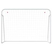 Voetbaldoel met net 214x75x152 cm staal en polyester wit - thumbnail