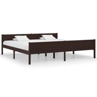 Bedframe massief grenenhout donkerbruin 200x200 cm - thumbnail