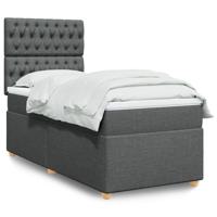 Boxspring met matras stof donkergrijs 100x200 cm - thumbnail