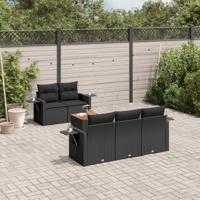 6-delige Loungeset met kussens poly rattan zwart - thumbnail