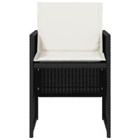 Tuinstoelen 4 st met kussens poly rattan zwart - thumbnail