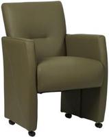Olijfgroene leren moderne eetkamerfauteuil Pleasure - Toledo Leer Olive (olijfgroen leer) - thumbnail