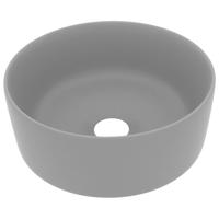 VidaXL Wastafel rond 40x15 cm keramiek mat lichtgrijs - thumbnail