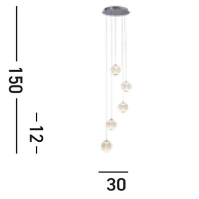 Searchlight 5-lichts hanglampAllure chroom rond - 51481-5CC