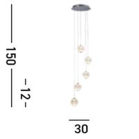 Searchlight 5-lichts hanglampAllure chroom rond - 51481-5CC - thumbnail