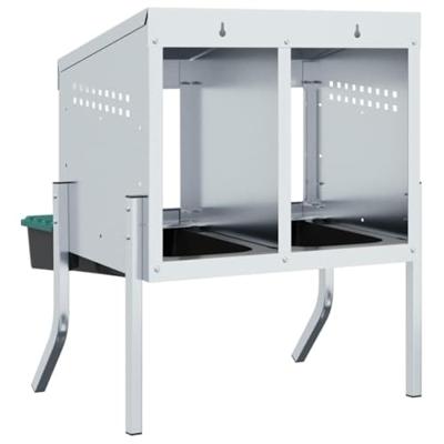 Kippennestkast 2 compartimenten met poten gegalvaniseerd staal