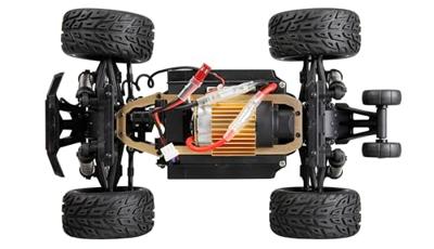 Amewi Blauw, Oranje Brushed 1:20 RC modelauto voor beginners Elektro Monstertruck 4WD RTR Met lichteffect