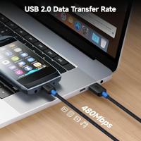 Cable Matters 2 m Micro USB naar USB C-Kabel Met Gevlochten Hoes in Zwart - thumbnail