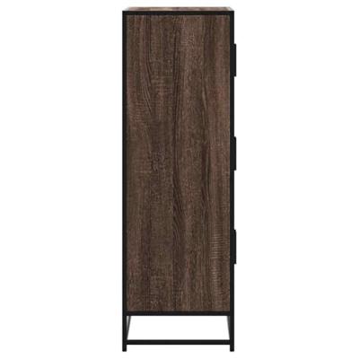 Hoge kast 68x35x106,5cm bewerkt hout en metaal bruin eikenkleur