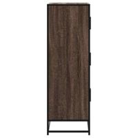 Hoge kast 68x35x106,5cm bewerkt hout en metaal bruin eikenkleur - thumbnail
