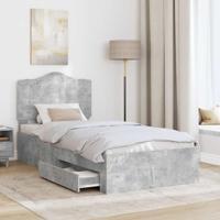 Bedframe met hoofdeinde Beton Grijs 90 x 190 cm Bewerkt hout - thumbnail