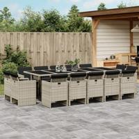 15-delige Tuinset met kussens poly rattan lichtgrijs - thumbnail