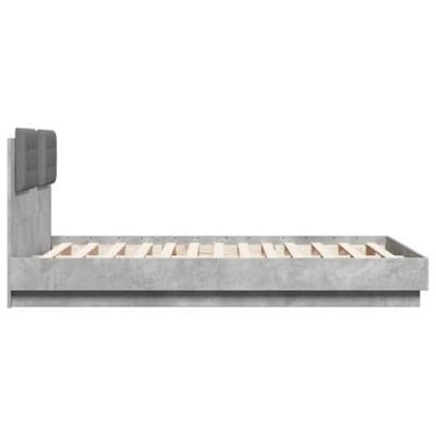 Bedframe met hoofdeinde bewerkt hout betongrijs 120x190 cm