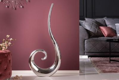 Moderne vaas WAVE XL 106cm zilver aluminium gepolijst decoratie - 8842