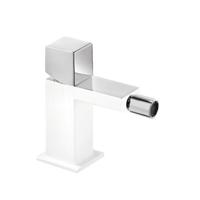 Bidetmengkraan Tres Cuadro Exclusive met Draaiknop Korte Uitloop 10 cm Chroom Wit Tres - thumbnail