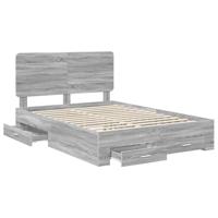 Bedframe met hoofdeinde Grijs Sonoma 140 x 190 cm Bewerkt hout - thumbnail