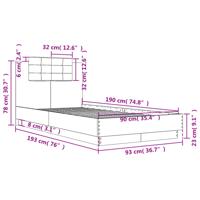 Bedframe met hoofdbord en LED-verlichting betongrijs 100x200 cm - thumbnail