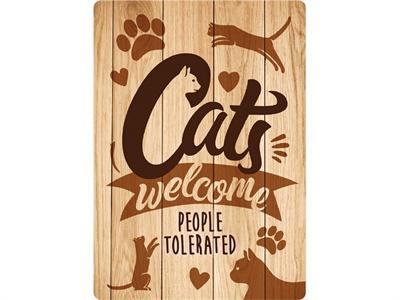 Plenty Gifts waakbord blik cats welcome people tolerated