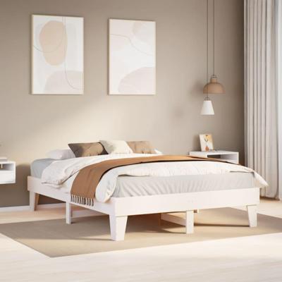 Bedframe zonder matras massief grenenhout wit 140x200 cm