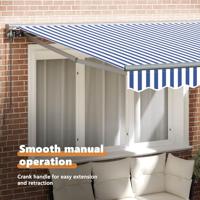 VidaXL Inklapbaar zonnescherm blauw en wit 350 x 250 cm - thumbnail