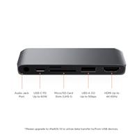 SATECHI USB-C Mobiel Pro SD Adapter Met USB-C PD Opladen, 4K HDMI, USB 3.0, Micro/SD Kaartlezers & 3.5mm Koptelefoon Aansluiting - M2/ M1 iPad Pro, M1 iPad Air, iPad Mini En Meer - thumbnail