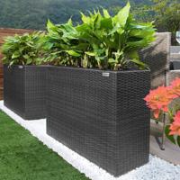 Polyrattan Bloembak 4 delig - Zwart - 95 x 27 x 60 cm - thumbnail