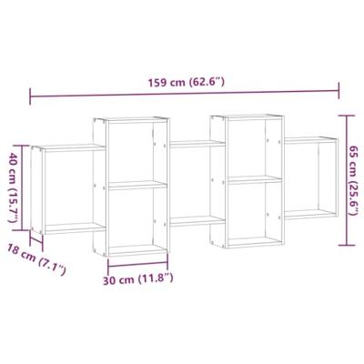Wandschap 159x18x65 cm bewerkt hout zwart
