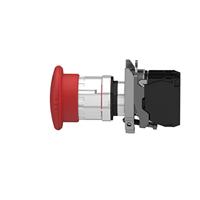 Schneider Electric XB4BS8444 Paddestoelschakelaar Metalen frontring, Met NOT-AUS schakelaar, Rond, Terugstelbaar 120 V/AC 6 A 2x NC IP66, IP67, IP69, IP69K 1 - thumbnail