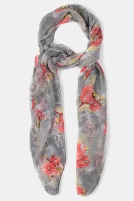 Ulla Popken Sjaal, bloemendessin, franjes - Grote Maten