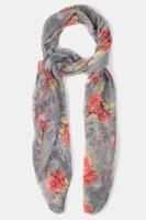 Ulla Popken Sjaal, bloemendessin, franjes - Grote Maten - thumbnail