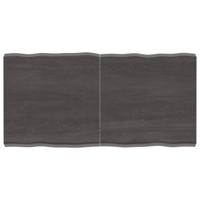 Tafelblad natuurlijke rand 120x60x(2-6)cm eikenhout donkerbruin - thumbnail