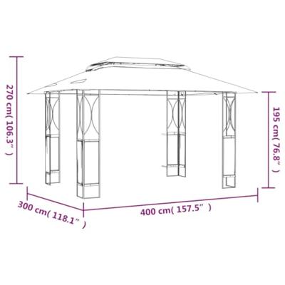 VidaXL Prieel met dak 400x300x270 cm staal antracietkleurig