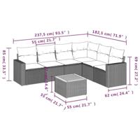 7-delige Loungeset met kussens poly rattan grijs - thumbnail