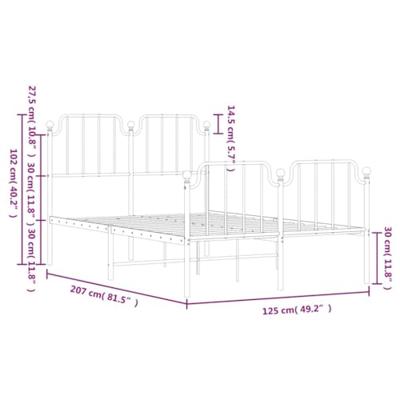 Bedframe met hoofd- en voeteneindemetaal wit 120x200 cm - thumbnail
