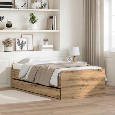 Bedframe met lade Artisan Eiken 90 x 190 cm Massief grenenhout