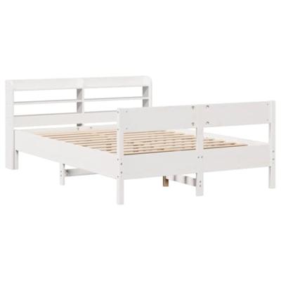 Bedframe zonder matras massief grenenhout wit 150x200 cm