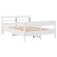Bedframe zonder matras massief grenenhout wit 150x200 cm - thumbnail