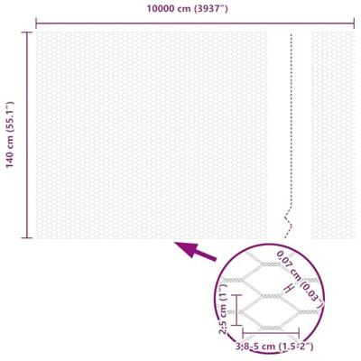 VidaXL Hexagon hek grijs 1,4 x 100 m pvc