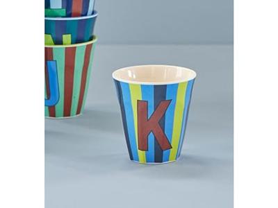 Gestreepte melamine beker LETTER K rice, medium 250 ml meerkleurig