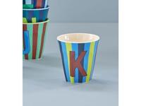 Gestreepte melamine beker LETTER K rice, medium 250 ml meerkleurig - thumbnail