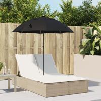 Ligbed 2-persoons met kussens en parasol poly rattan beige - thumbnail